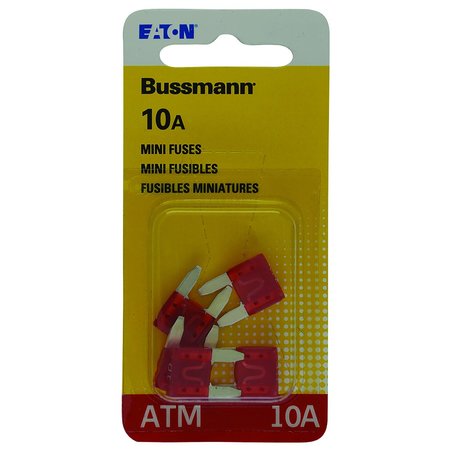 EATON BUSSMANN Automotive Fuse, ATM Series, 10A, 32V DC, Non-Indicating, 5 PK BP/ATM-10-RP